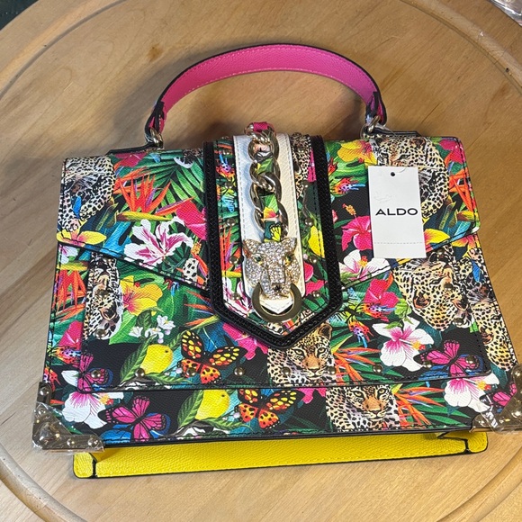 Handbags - 🌺 ALDO Jungle Leopard Floral Top Handle Bag NWT